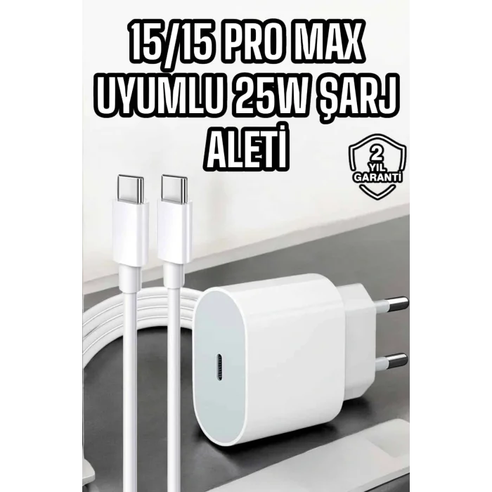 İOS Uyumlu Type-C Girişli Hızlı Şarj 15/15 Pro Max Adaptör ve Kablosu