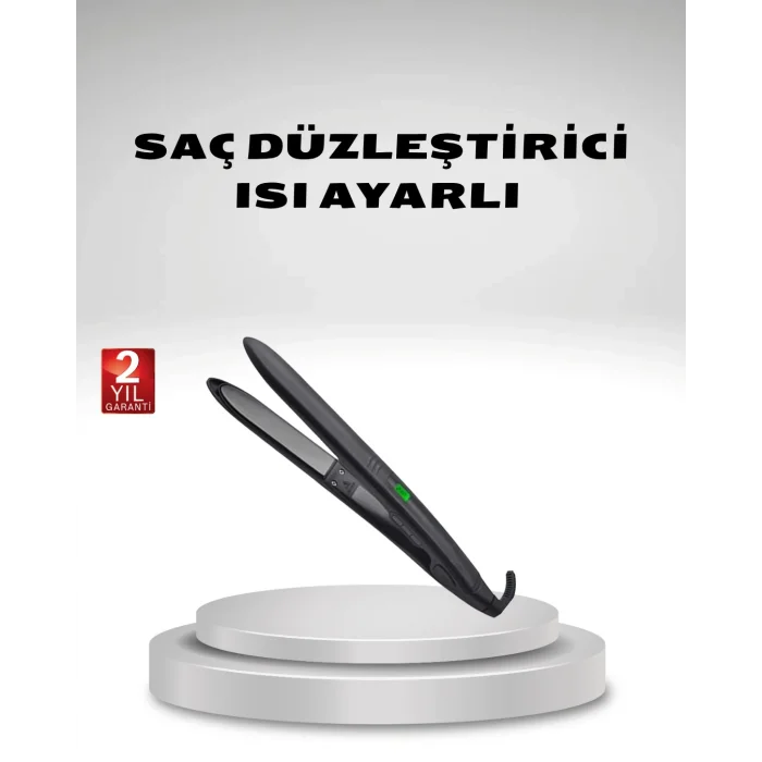 Isı Ayarlı Saç Düzleştirici Titanyum Seramik Plaka, Dijital Ekran