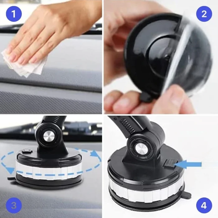 Jel Vantuzlu Cama Takılabilen Güçlü 360 Derece Dönebilen Ayarlanabilir Araç Içi Vantuzlu Telefon Tutucu (5047)