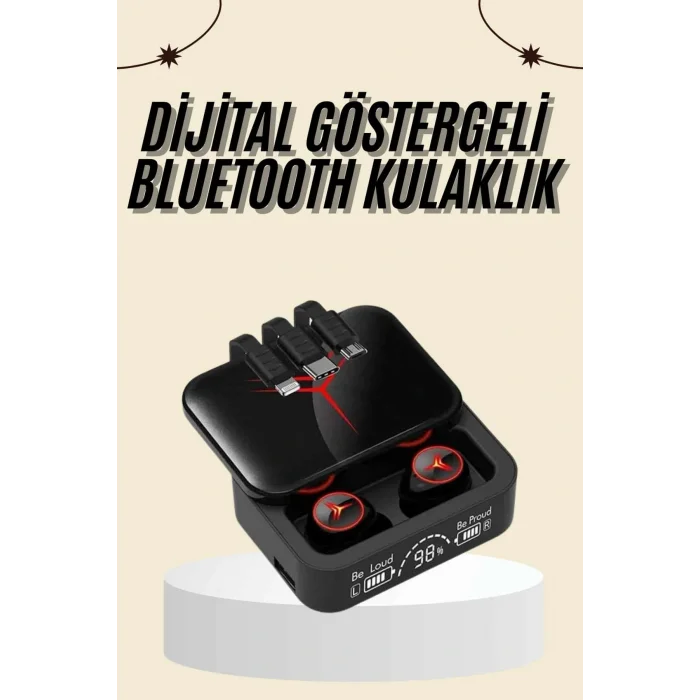 Kablosuz Şarj Göstergeli Powerbank Özellikli Bluetooth Kulaklık Çağrı Cevaplayabilen