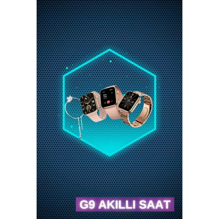 Kadınlar İçin 3 Kordonlu Akıllı Saat ve Dijital Göstergeli Powerbankli Bluetooth Kulaklık Dokunmatik Kontrol