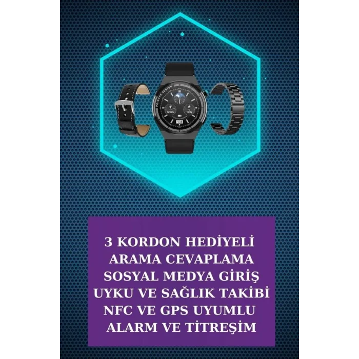 Kulak İçi Kablosuz Bluetooth Kulaklık ve NFC ve GPS Özellikli Akıllı Saat Alarm ve Titreşim