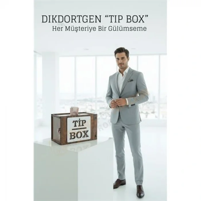 Lazer Kesim Ahşap Tip Box – Bahşiş Kutusu | 21x12x13  cm Dekoratif Kutu