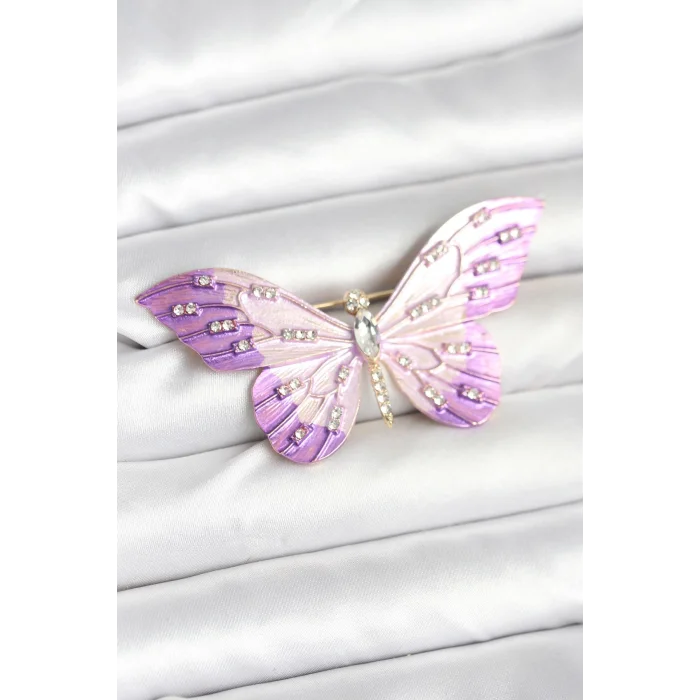 Lila Renk Kelebek Model Broş