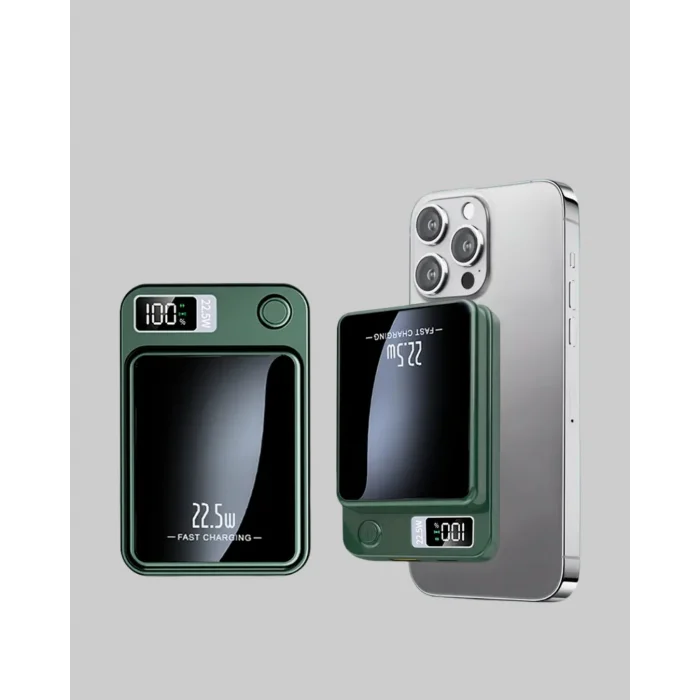 MagSafe Powerbank 10.000 mAh Kablosuz ve Dijital Ekranlı Hızlı Şarj Cihazı