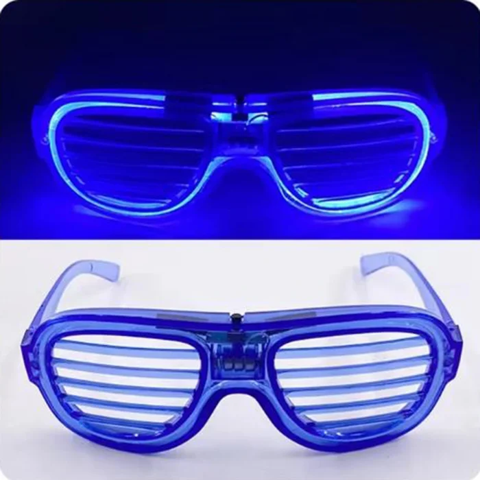 Mavi Led Işıklı Parti Gözlüğü - Neon Glow Şerit Gözlük 3 Modlu (5047)