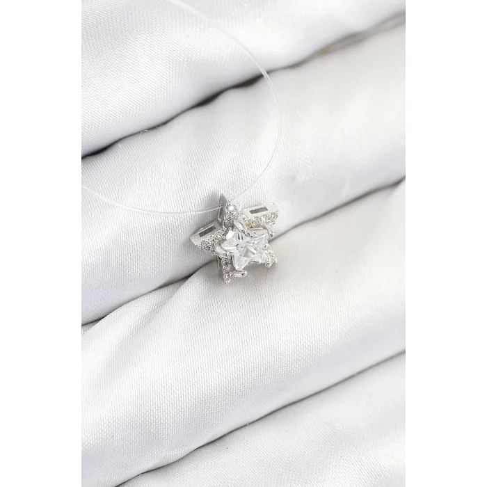 Misineli Yıldız Model Gümüş Renk Hayalet Kolye