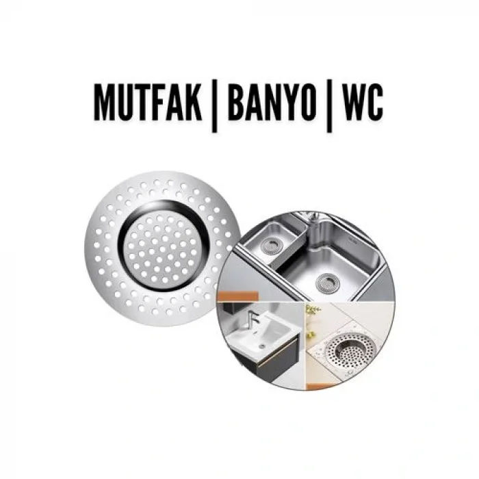 Evye Süzgeci 7.1 cm Paslanmaz Çelik  - Mutfak Lavabo Gider Süzgeci Seti Tıkanma Önleyici