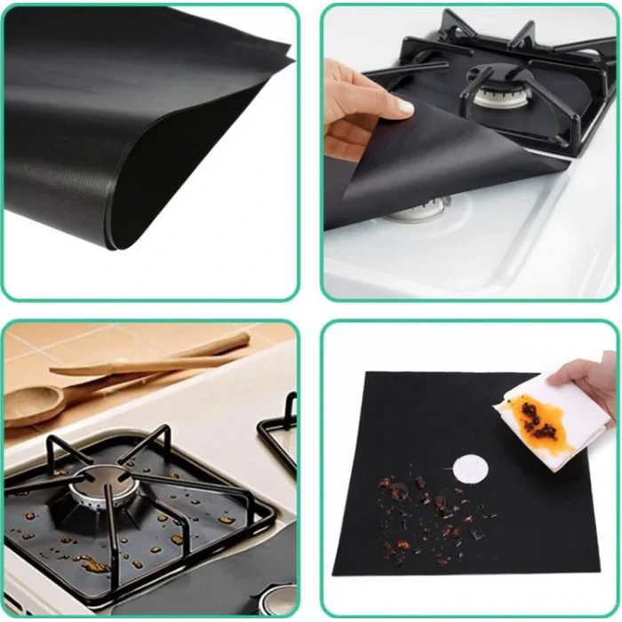 Ocak Koruyucu Folyo Yanmaz Yapışmaz 4'lü Set SiYAH (5047)