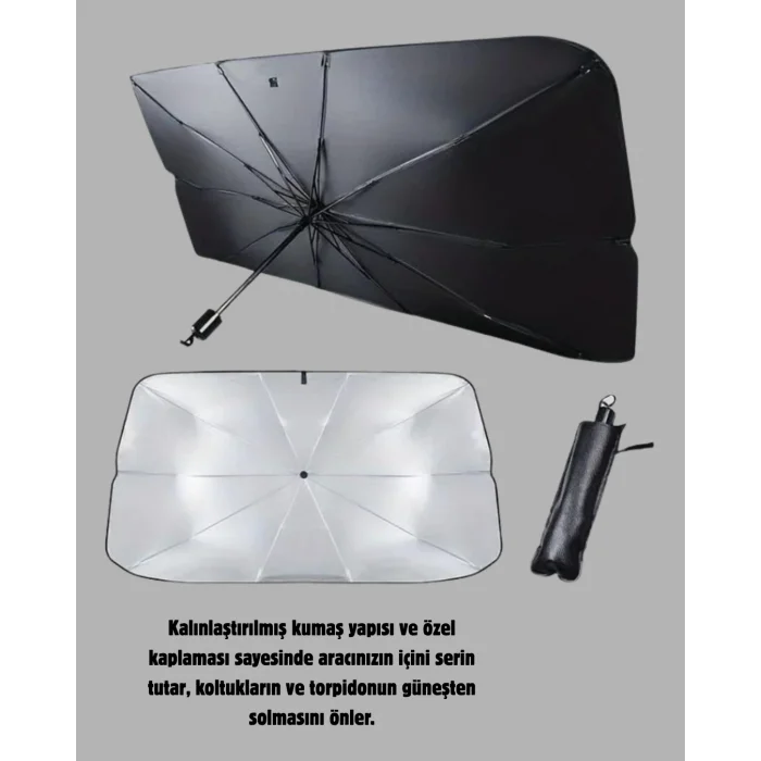 Ön Cam Güneşliği – Kalın Kumaş ve Cam Elyaf İskelet ile Maksimum UV Koruma