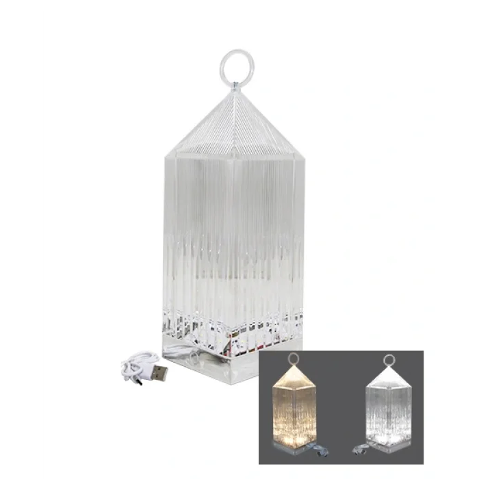 PİRAMİT KRİSTAL 3 RENK LED DOKUNMATİK USB ŞARJLI MASA LAMBASI (5047)