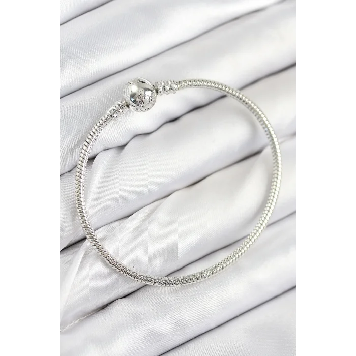 Pirinç Charm Topcuk Model Gümüş Renk Kadın Bileklik