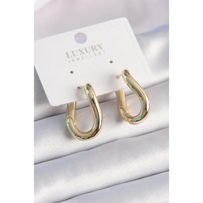 Pirinç Gold Renk Halka Model Kadın Küpe