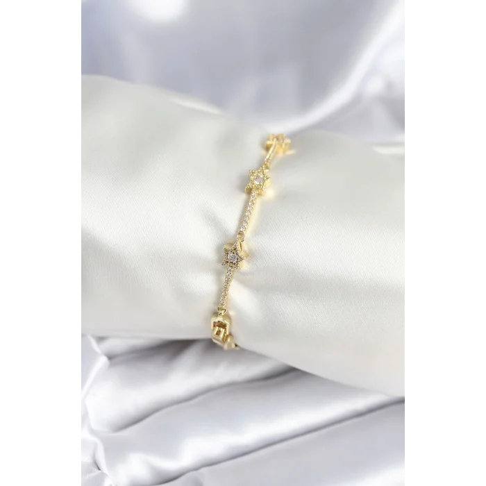 Pirinç Gold Renk Halley Yıldız Model Kadın Bileklik