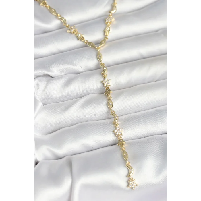 Pirinç Gold Renk Kadın Manifest Kolye