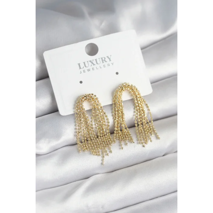 Pirinç Gold Renk Sallantılı Kadın Küpe