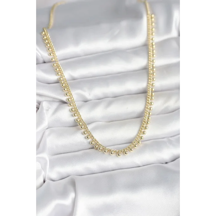 Pirinç Gold Renk Sıralı Topçuk Model Kadın Kolye