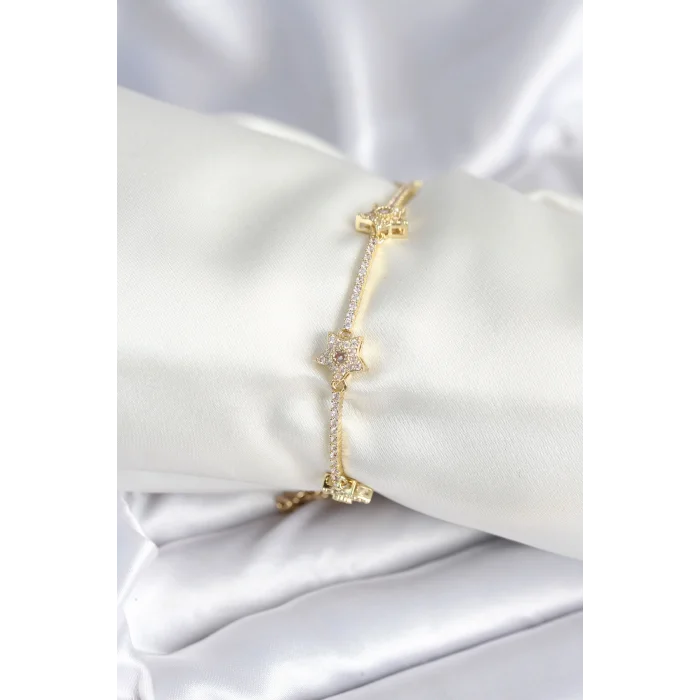 Pirinç Gold Renk Yıldız Model Kadın Bileklik