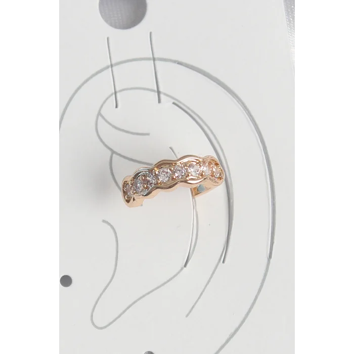 Pirinç Gold Renk Zirkon Taşlı Kadın Kıkırdak Küpe