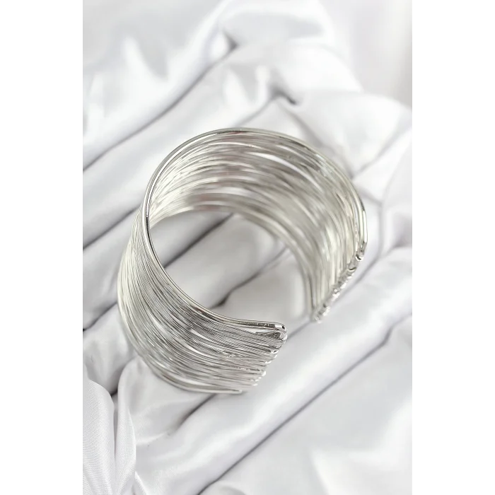 Pirinç Tel Sarma Model Gümüş Renk Kadın Bileklilk