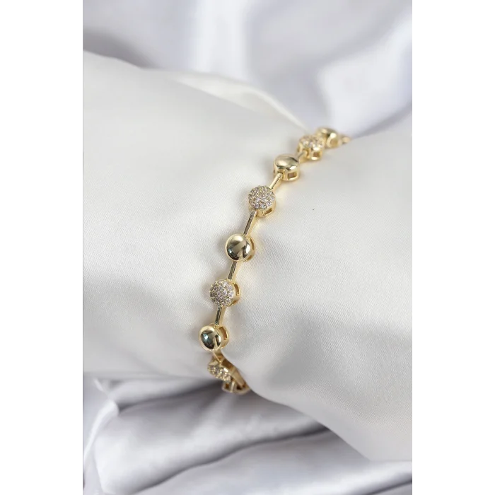 Pirinç VIP Seri Gold Renk Topçuk Model Kadın Bileklik