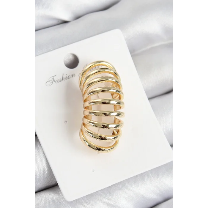 Pirinç Yay Model Gold Renk Sağ Kıkırdak Küpe