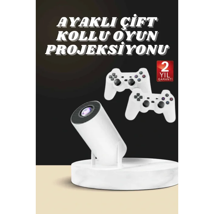 Projeksiyon Cihazı Video Oyun Konsolu Projektör Taşınabilir Ayaklı Çift Kollu 4K Çözünürlüklü