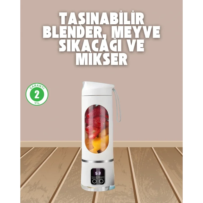 Şarjlı Blender – 12 lı, 450 ml Kapasiteli, Taşınabilir Tip-C Mikser