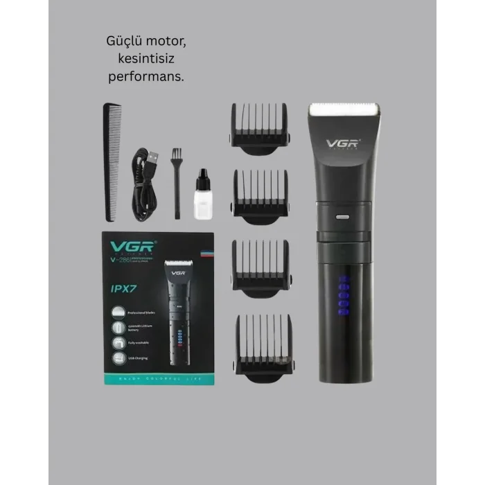 Şarjlı Tıraş Makinesi – Dijital Ekranlı, IPX7 Su Geçirmez, Titanyum lı