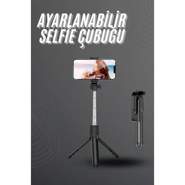 Selfie Çubuğu Tripod Bluetooth Kumandalı Selfie Çubuğu Telefon Tutucu