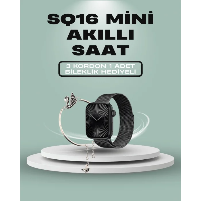 SQ-16 Mini Series 10 Akıllı Saat – 3 Kordon + Hediye Bileklik