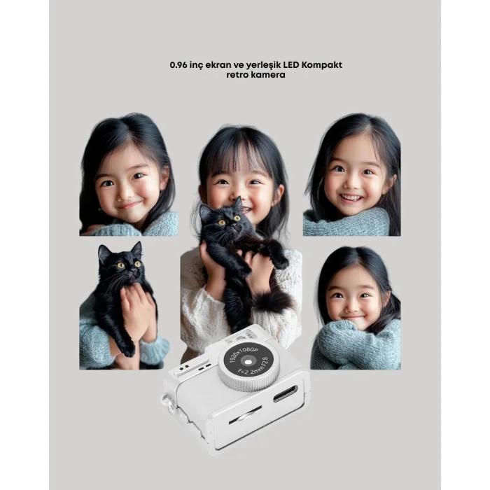 Taşınabilir Cep Boy Dijital Kamera LED Işıklı 1080P Video Çekim