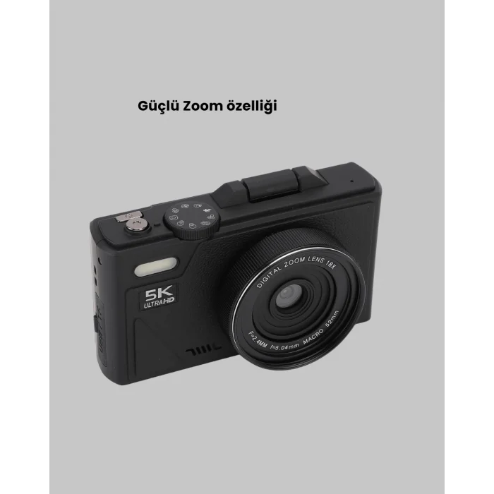 Taşınabilir Dijital Kamera 5K 75MP Stabilizasyonlu 18x Zoom Otofokus