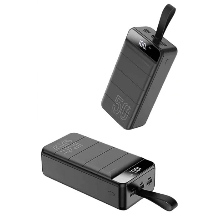 Taşınabilir Powerbank 50.000 mAh 4 Girişli Hızlı Şarj Led Göstergeli Fenerli Şarj
