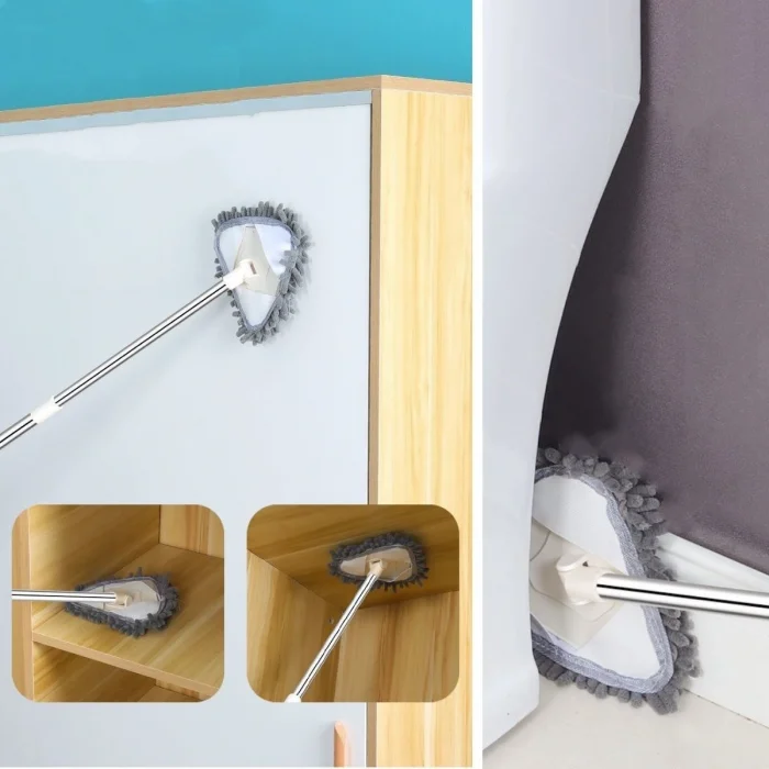 Teleskopik Saplı 150 cm Üçgen Mop Cam Duvar Tavan Fayans Parke Temizleyici Mop (5047)