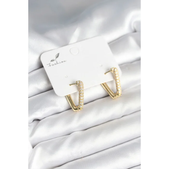 Üçgen Model Zirkon Taşlı Kadın Küpe