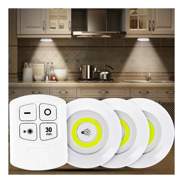 Uzaktan Kumandalı Yapışkanlı 3’lü Led Spot Lamba (5047)