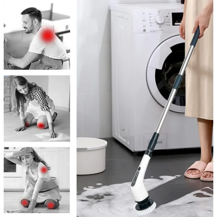 Yeni Nesil 7 Temizleme Başlıklı Dijital - Banyo-Mutfak-Araç Temizlik Fırçası Seti (5047)