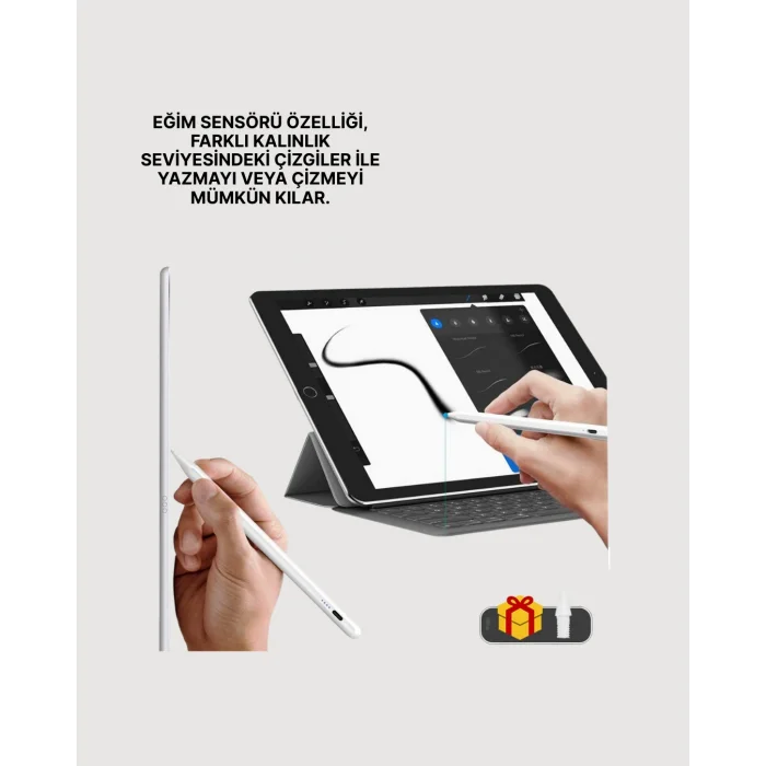 Yüksek Hassasiyetli Eğim Sensörlü Dijital Kalem – USB-C Hızlı Şarjlı