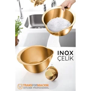 Pirinç Süzgeci Makarna Salata Süzgeci 304 Inox Paslanmaz Çelik