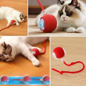Şarjlı Otomatik Hareketli Kedi Köpek İçin 360 Derece Dönen İnteraktif Akıllı Oyun Topu (5047)