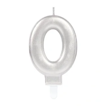 0 Rakam Mum Gümüş Renk (5047)