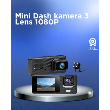 1080P 3 Kameralı Araç DVR – Döngü Kayıt ve Geri Görüş Özellikli