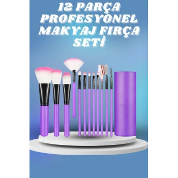 12 Parça Yumuşak Uçlu Makyaj Fırça Set-Göz ve Yüz Makyajı İçin Fırça Seti Profesyonel Makyaj Seti