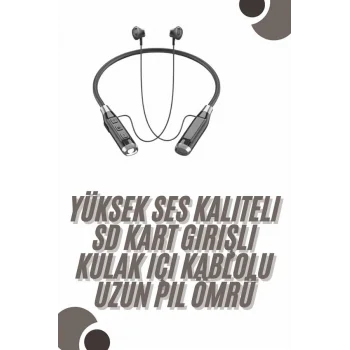 120 Saat Bluetooth Kulaklık Kablolu Boyun Askılı SD Kart Girişli ANC Özellikli