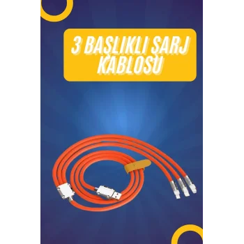 120W Silikon Metal Uçlu LED Işıklı 3 In1 Şarj Kablosu 1.2m