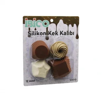12PCS   RENKLİ SİLİKON  MUFFİN - KEK KALIP MİX ŞEKİL= 3-DİKDÖRTGEN - 3-YUVARLAK - 3-RÜZGAR GÜLÜ - 3-YILDIZ (5047)