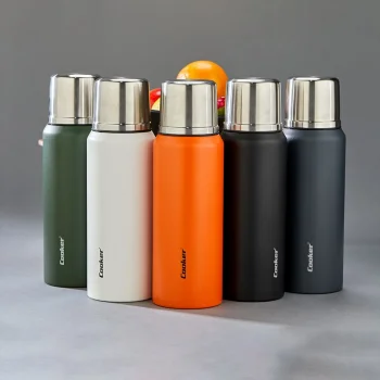 1LT DAĞCI TERMOS RENKLİ ÇİFT CİDARLI PASLANMAZ ÇELİK - SIZDIRMAZ KAPAK = BARDAK (5047)