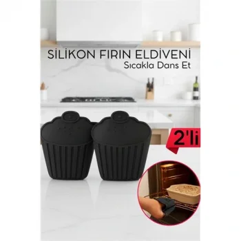 2 li Isıya Dayanıklı Silikon Fırın Eldiveni – Profesyonel Mutfak Koruması
