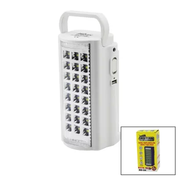 24 LEDFİŞ ŞARJLI - POWERBANKLEDLİ IŞILDAK LAMBA 6V 4.0AH AKÜTAŞIMA KULPLU RD-24 (5047)